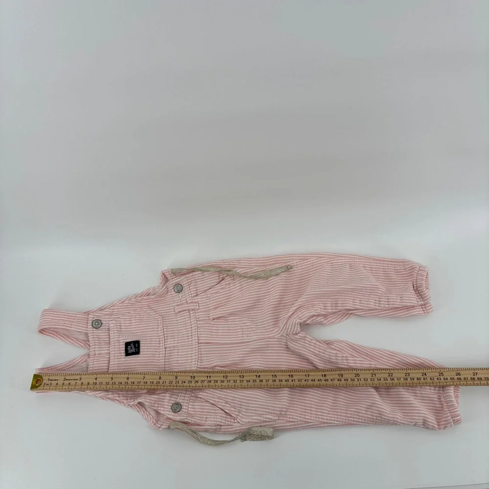 Baby Bgosh Overalls Kids 18M Pink White Stripe Excellent Glitter Drawstring Snap